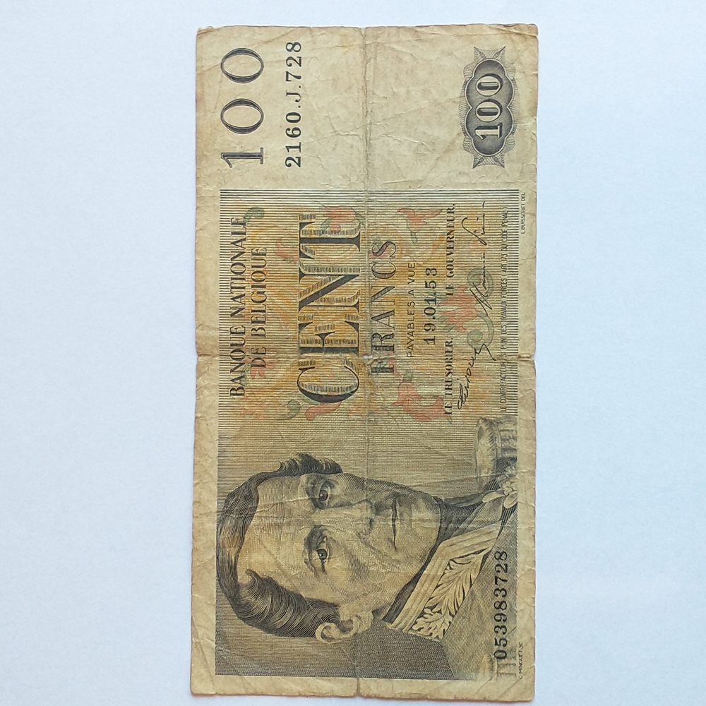 1953 Belgium 100 Franc note